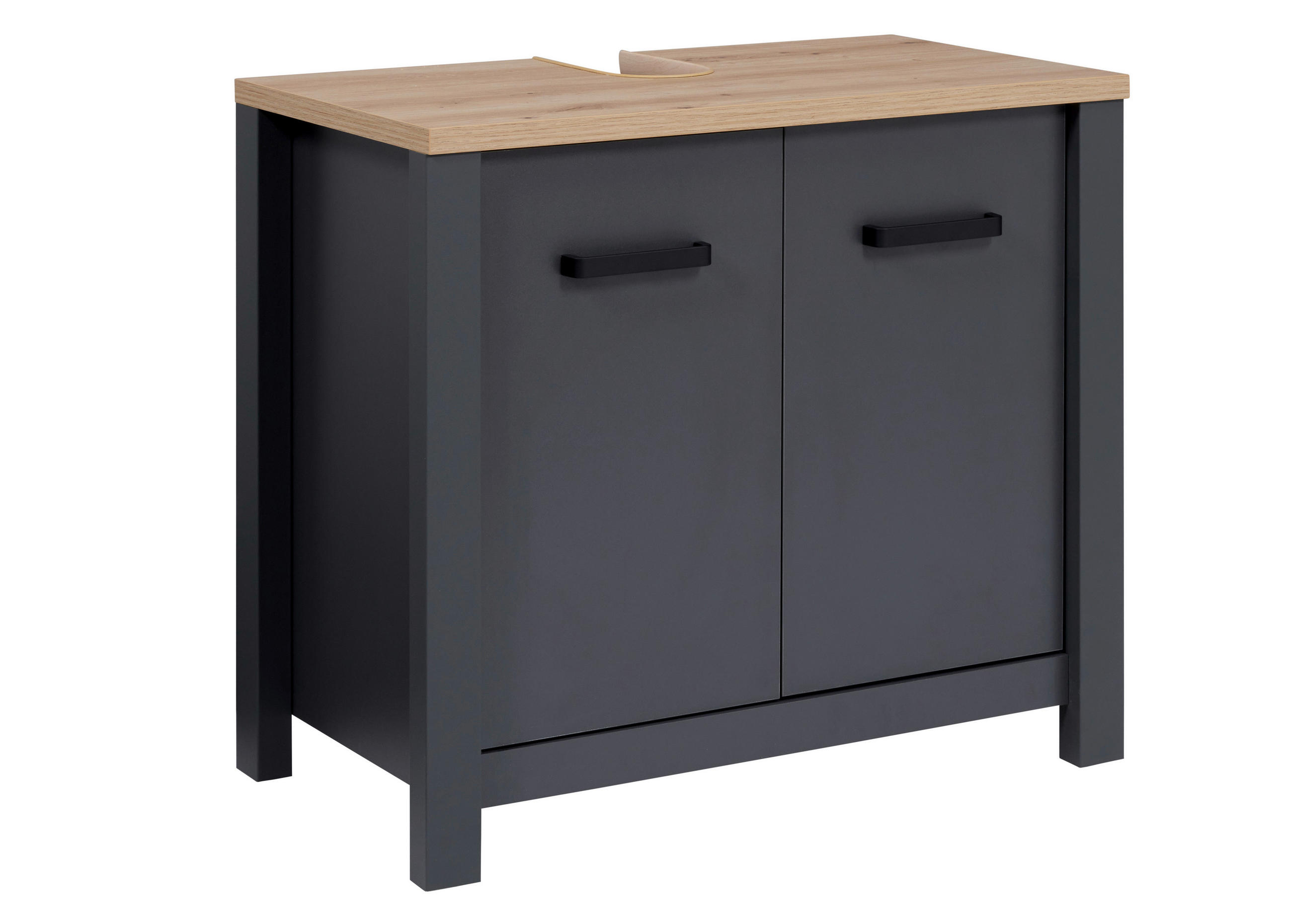 WASCHBECKENUNTERSCHRANK 70/63/40 cm  - Anthrazit/Schwarz, Natur, Holzwerkstoff/Metall (70/63/40cm) - home24