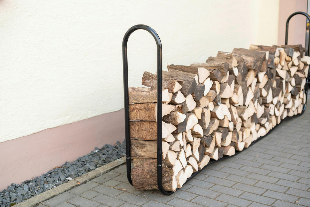 KAMINHOLZREGAL 244/99/25 cm  Metall  - Schwarz, Basics, Metall (244/99/25cm) - Ambia Garden