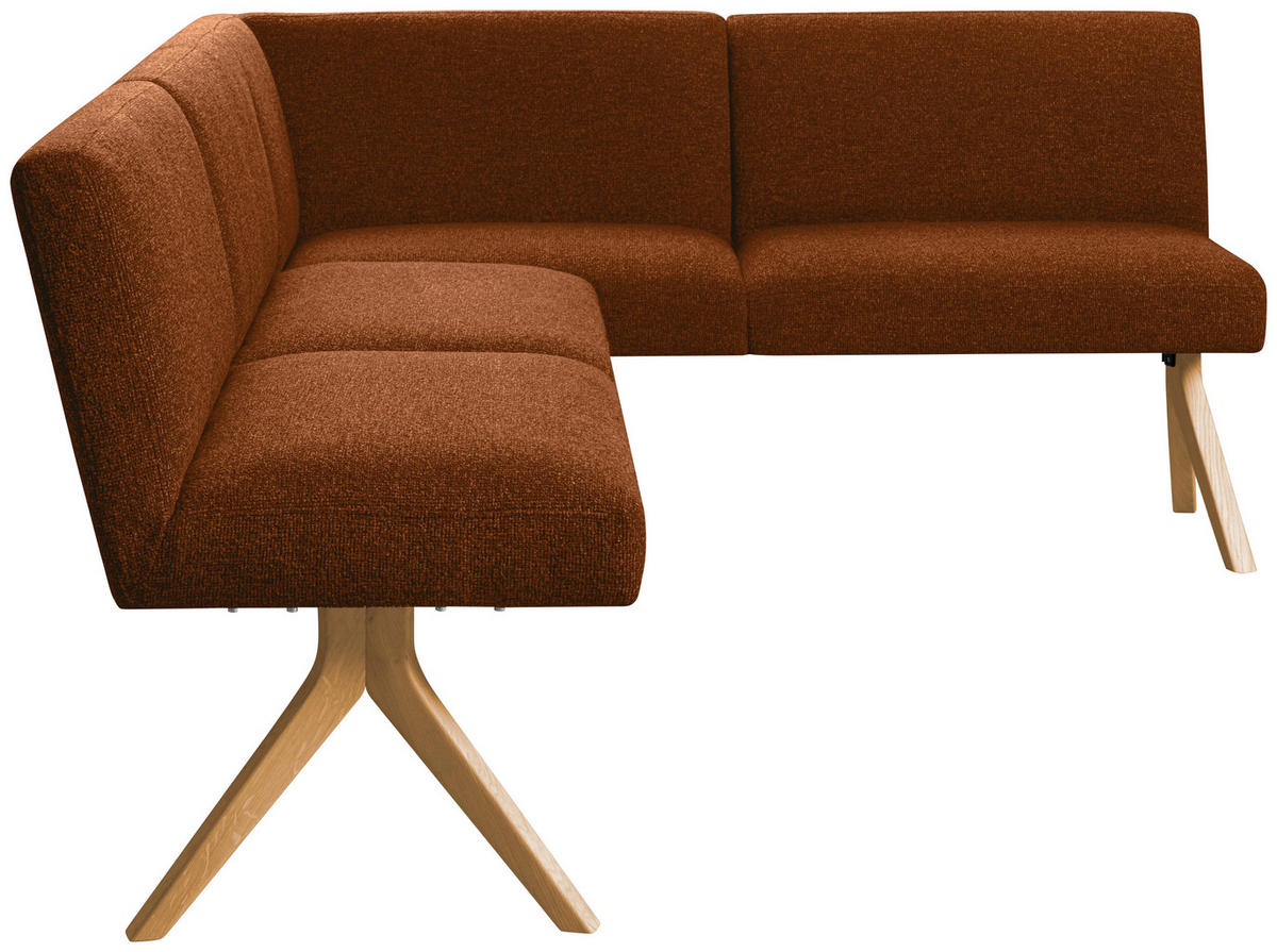 ECKBANK 238/172 cm Webstoff Haselnussfarben Eiche vollmassiv   - Eichefarben/Haselnussfarben, KONVENTIONELL, Holz/Textil (238/172cm) - Linea Natura