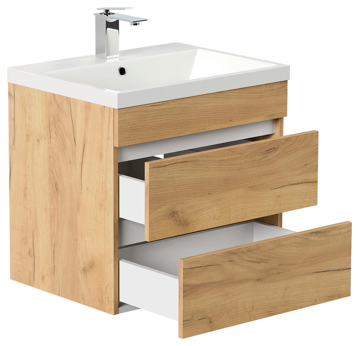 WASCHTISCHKOMBI 60 cm  - Eichefarben/Weiß, Basics, Keramik/Holzwerkstoff (60cm) - MID.YOU