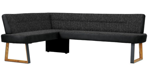 ECKBANK 173/225 cm  in Schwarz, Eichefarben  - Eichefarben/Schwarz, KONVENTIONELL, Holz/Textil (173/225cm) - Voleo