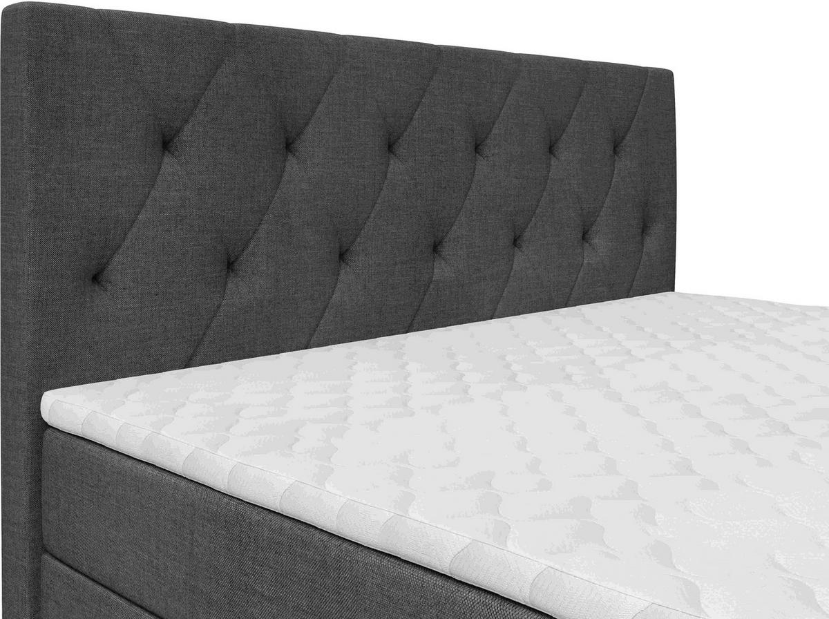 BOXSPRINGBETT 140/200 cm  in Graphitfarben  - Silberfarben/Graphitfarben, KONVENTIONELL, Textil/Metall (140/200cm) - Chameo
