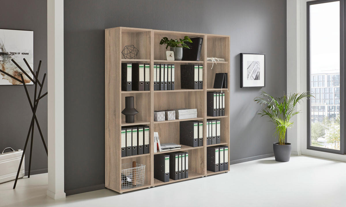 AKTENREGAL 172,6/185,6/33 cm  - Silberfarben/Sonoma Eiche, MODERN, Holzwerkstoff (172,6/185,6/33cm) - MID.YOU