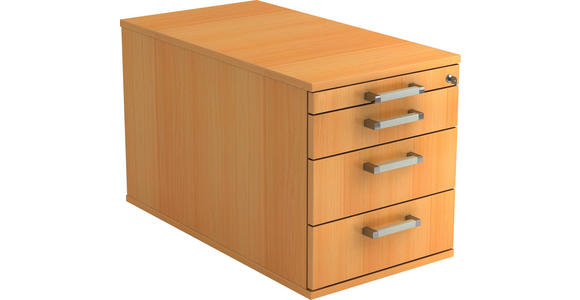 ROLLCONTAINER 42,8/51,2/80 cm  - Chromfarben/Buchefarben, KONVENTIONELL, Holzwerkstoff/Kunststoff (42,8/51,2/80cm) - Venda