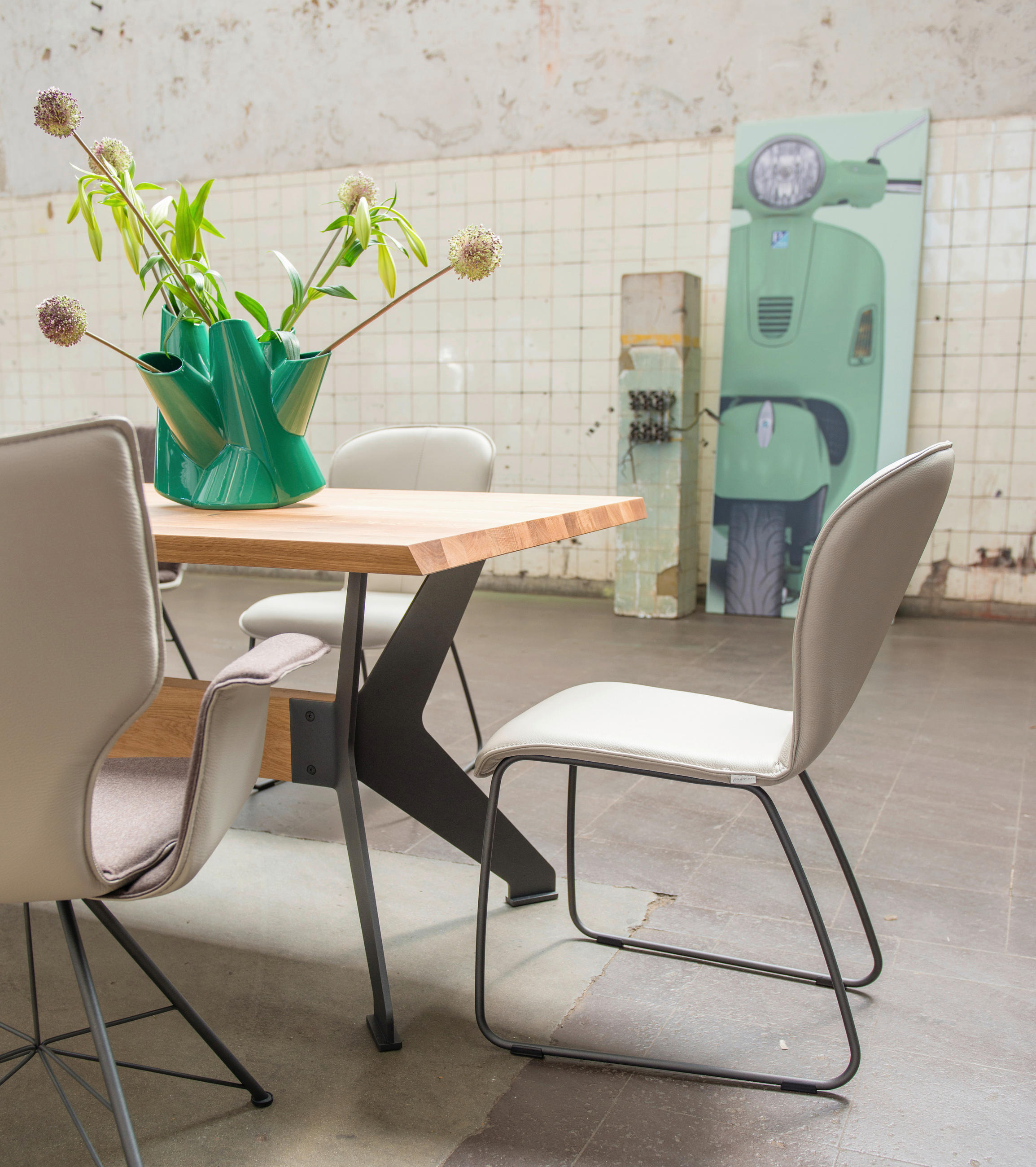 ESSTISCH Eiche massiv rechteckig Anthrazit, Eichefarben - Eichefarben/Anthrazit, Design, Holz/Metall (200/100/77cm) - Bert Plantagie