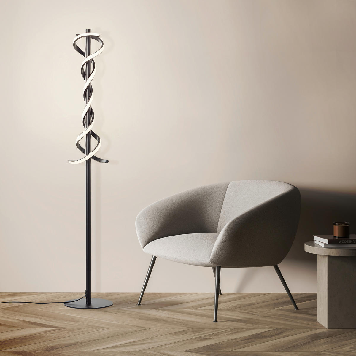 LED-STEHLEUCHTE - Schwarz, Design, Kunststoff/Metall (23/127,9cm) - Brilliant