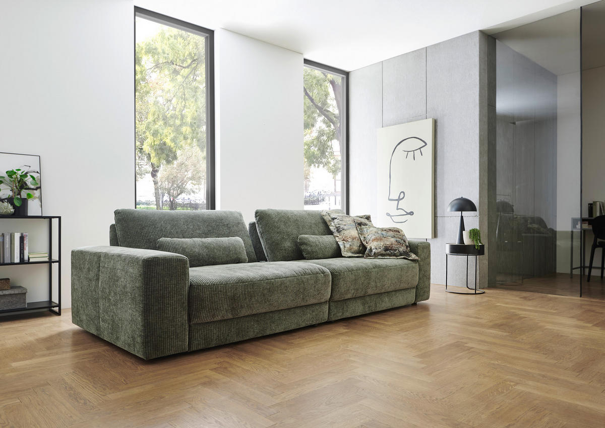 BIGSOFA in Chenille, Jacquard Dunkelgrün  - Dunkelgrün/Schwarz, Design, Kunststoff/Textil (270/83/125cm) - Niels Andersson