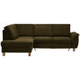 ECKSOFA Olivgrün Flachgewebe  - Eichefarben/Olivgrün, Design, Holz/Textil (185/253cm) - Cantus