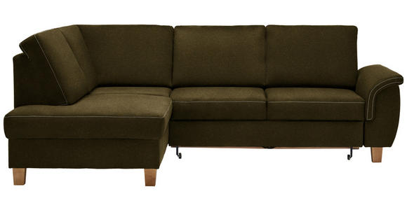 ECKSOFA Olivgrün Flachgewebe  - Eichefarben/Olivgrün, Design, Holz/Textil (185/253cm) - Cantus