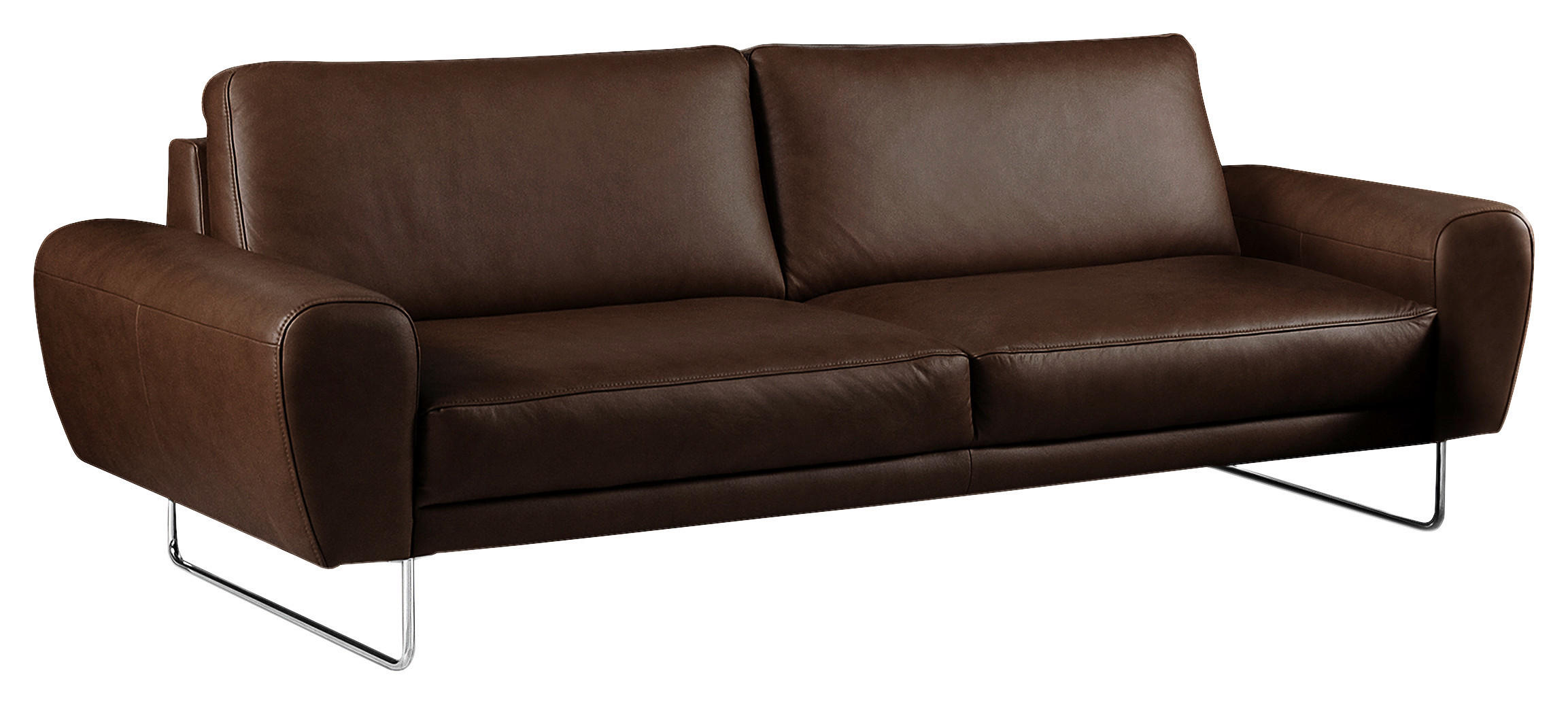 3-SITZER-SOFA Echtleder Dunkelbraun  - Chromfarben/Dunkelbraun, Design, Leder/Metall (207/85/92cm) - Livetastic