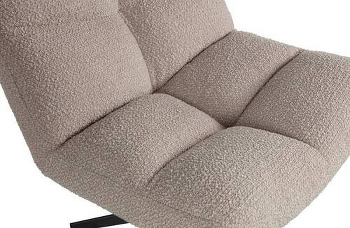 SESSEL Bouclé Sandfarben    - Sandfarben/Schwarz, Design, Textil/Metall (75/80/75cm) - Ambia Home