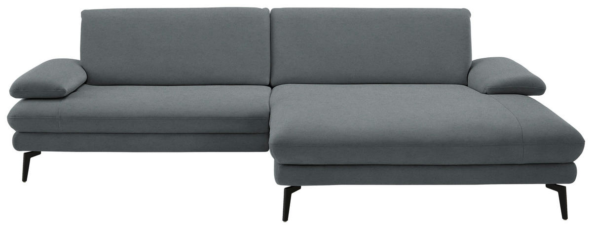 ECKSOFA Chenille, Flachgewebe Dunkelgrau  - Dunkelgrau/Schwarz, Design, Textil/Metall (284/180cm) - Dieter Knoll
