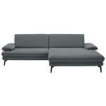 ECKSOFA  in Chenille, Flachgewebe Dunkelgrau  284/180 cm  - Dunkelgrau/Schwarz, Design, Textil/Metall (284/180cm) - Dieter Knoll