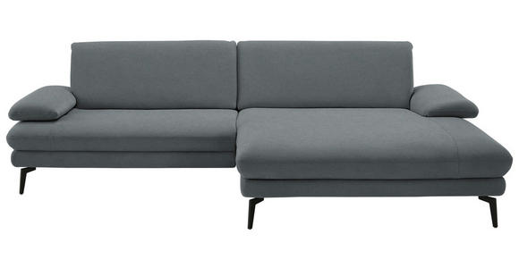 ECKSOFA  in Chenille, Flachgewebe Dunkelgrau  284/180 cm  - Dunkelgrau/Schwarz, Design, Textil/Metall (284/180cm) - Dieter Knoll