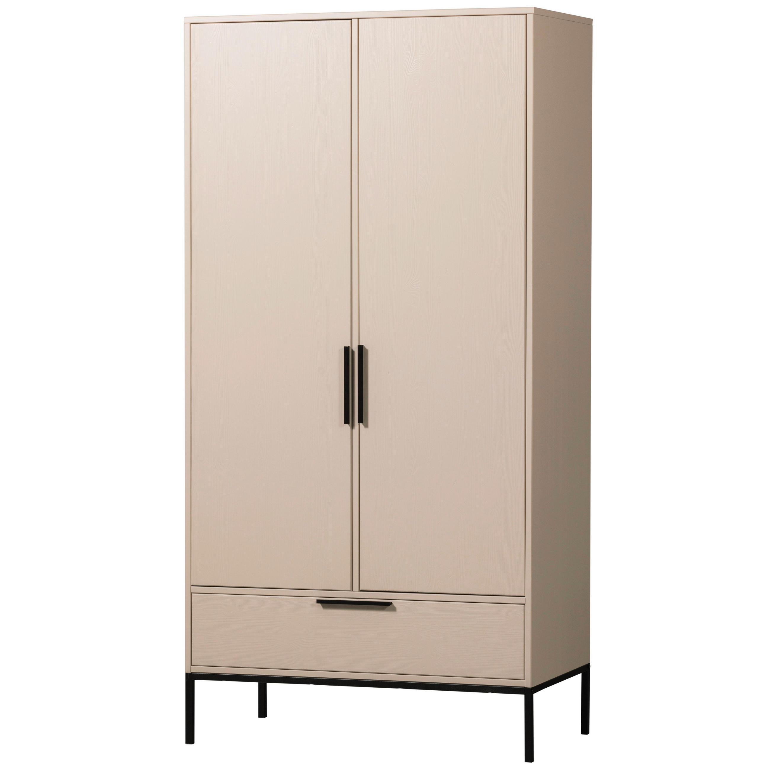GARDEROBENSCHRANK 100/200/53 cm  - Hellgrau/Schwarz, Design, Holz/Holzwerkstoff (100/200/53cm) - Livetastic