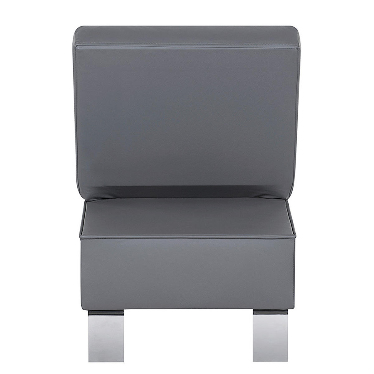 HOCKER Leder Anthrazit  - Chromfarben/Anthrazit, Design, Leder/Metall (91/44/57cm) - Livetastic