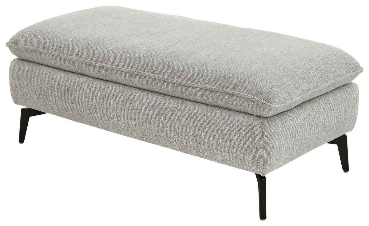 ECKSOFA Ecru Webstoff  - Ecru/Schwarz, Design, Textil/Metall (197/295cm) - Valdera