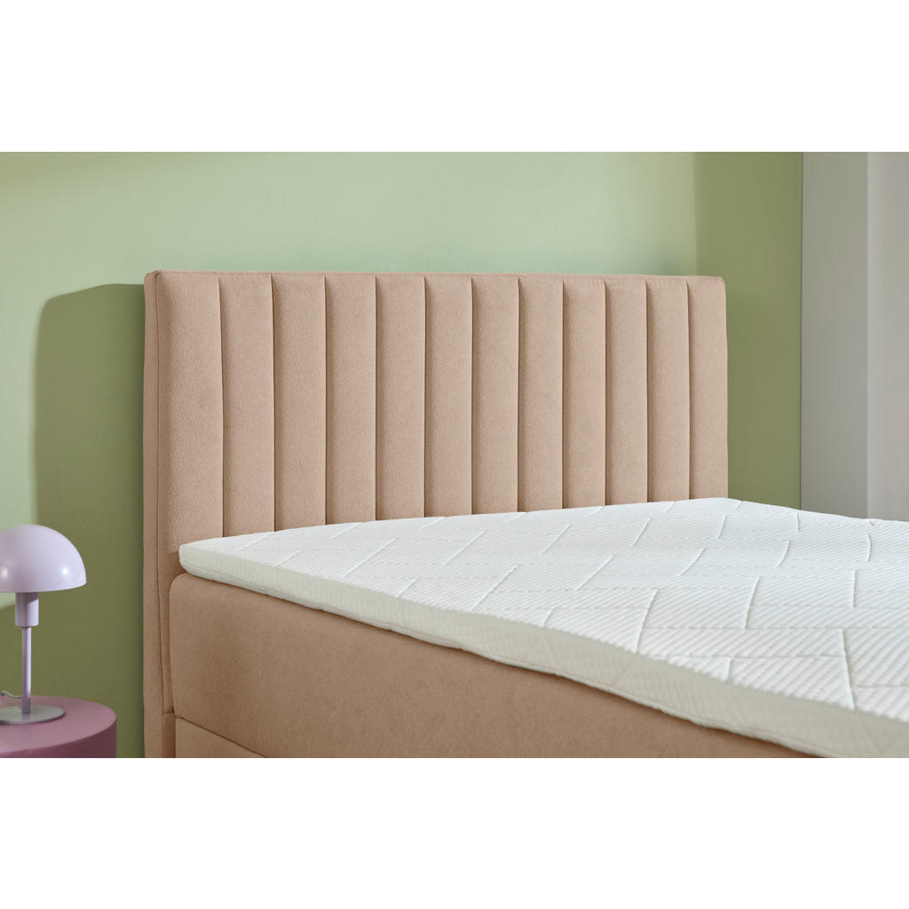 Thumbnail - Boxxx Boxbett, Beige, Textil, H3, Höhe ca. 25 cm, 120x200 cm, Bettkasten, gepolstertes Kopfteil, Topper durchgehend, in ...