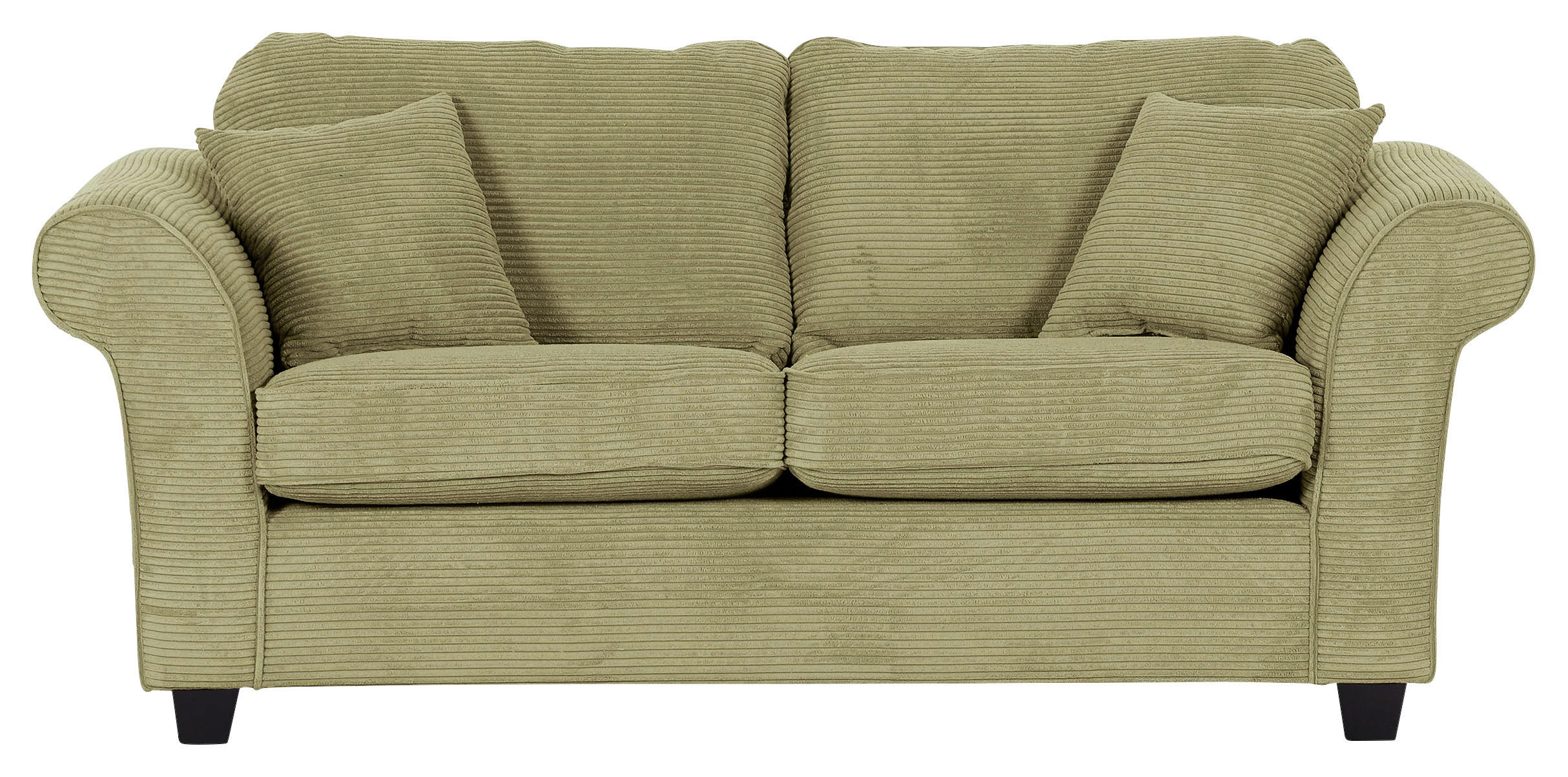 2-SITZER-SOFA in Cord Hellgrün  - Dunkelbraun/Hellgrün, Konventionell, Holz/Textil (190/70/90cm) - home24