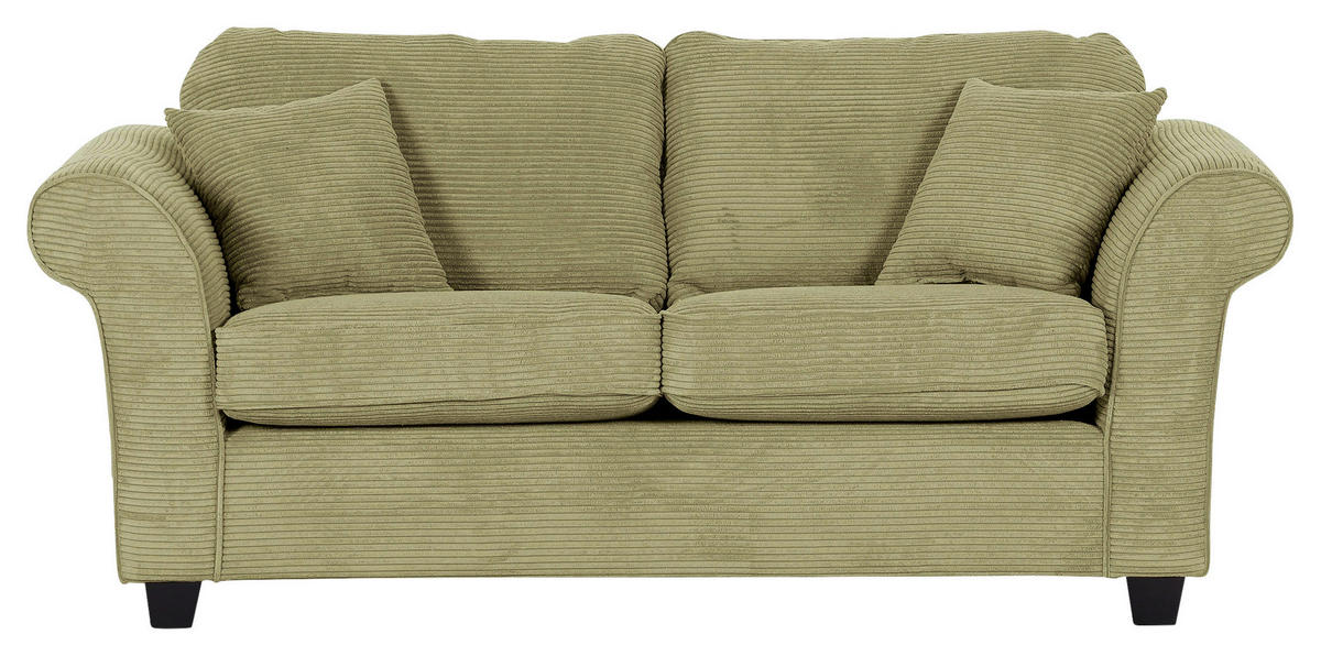 2-SITZER-SOFA in Cord Hellgrün  - Dunkelbraun/Hellgrün, Konventionell, Holz/Textil (190/70/90cm) - home24