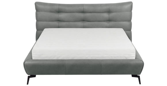 POLSTERBETT 180/200 cm,  in Grau, gepolstertes Kopfteil,  - Schwarz/Grau, Design, Leder/Metall (180/200cm) - Esposa