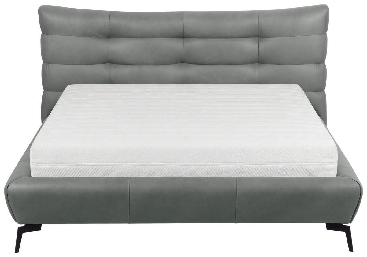 POLSTERBETT gepolstertes Kopfteil Grau 180/200 cm  - Schwarz/Grau, Design, Leder/Metall (180/200cm) - Esposa