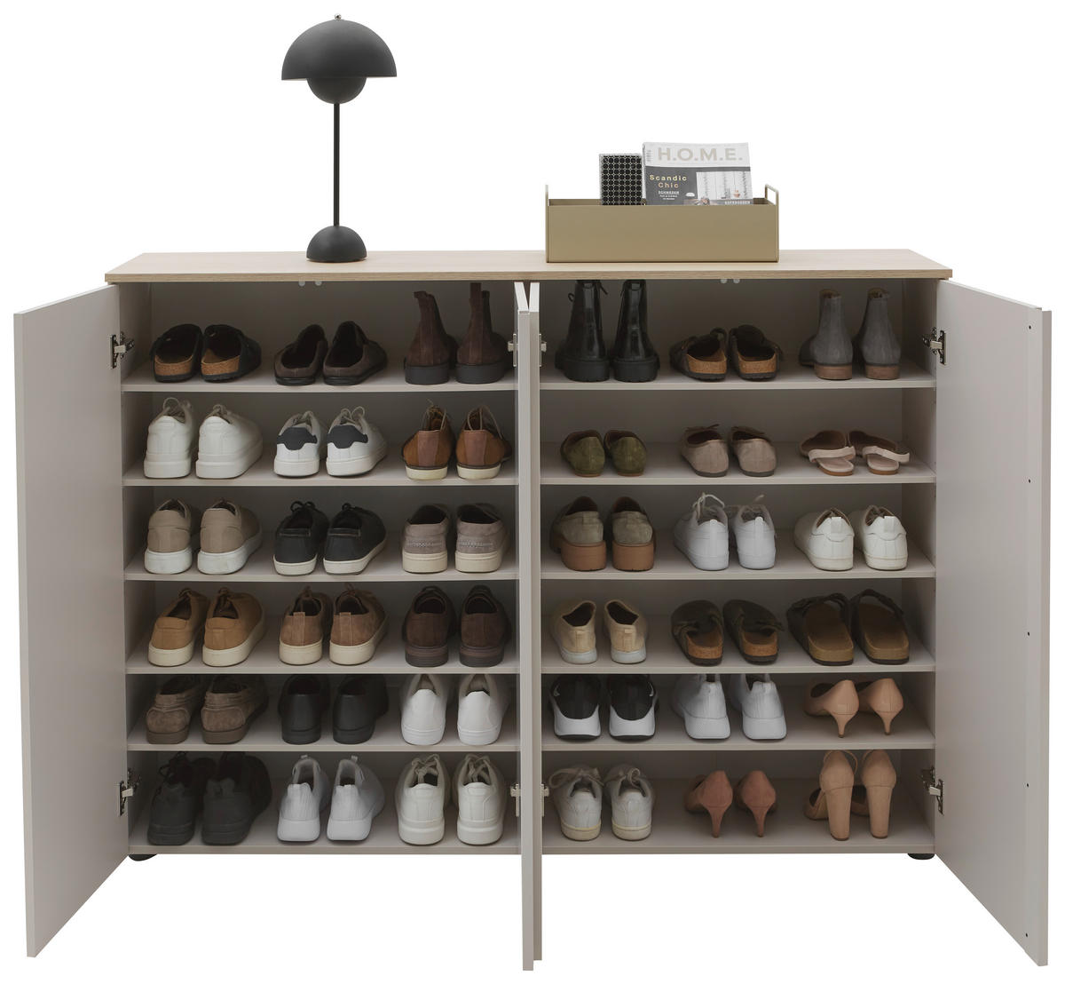 SCHUHSCHRANK Eichefarben, Kaschmir  - Kaschmir/Eichefarben, Design, Holzwerkstoff/Kunststoff (158,2/113,2/34cm) - Voleo