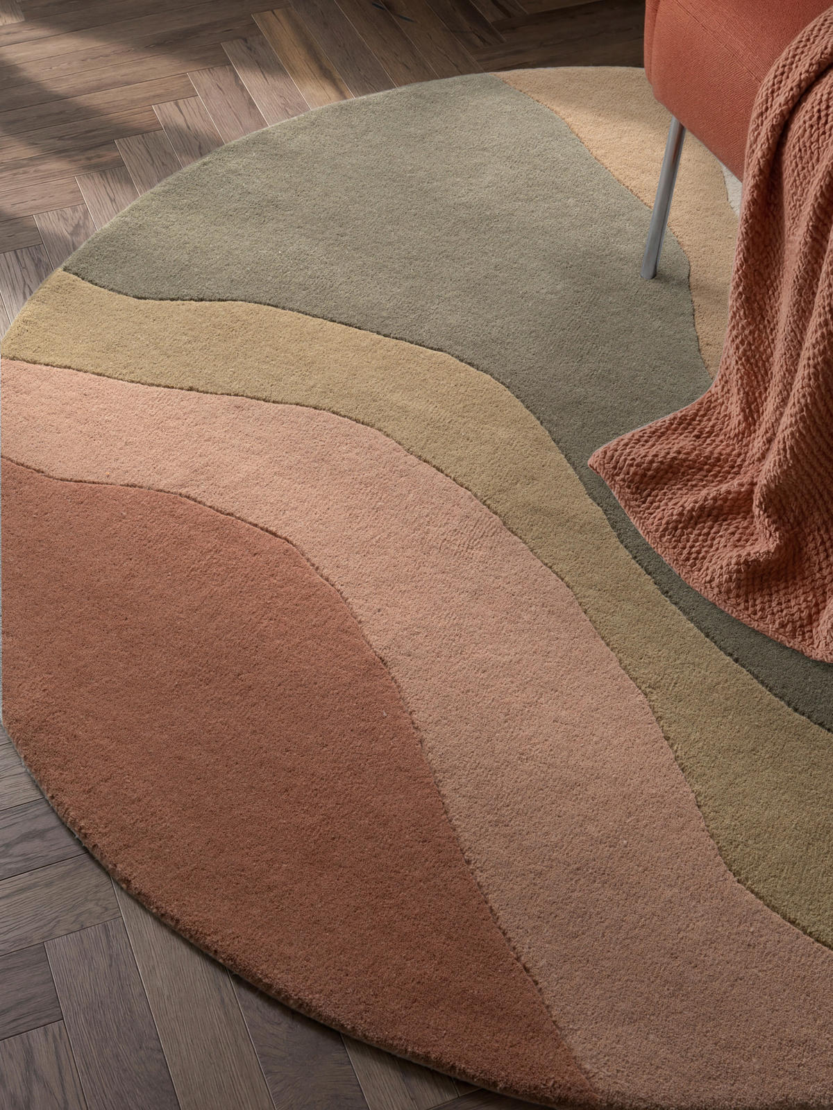 WOLLTEPPICH Wohnzimmer 160 cm Chelsea Flood Creme, Multicolor rund  - Multicolor/Creme, Basics, Textil (160cm) - Ted Baker