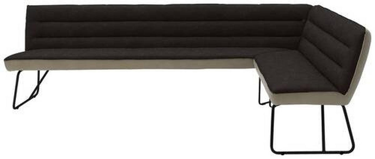 ECKBANK 304/184 cm  in Anthrazit, Edelstahlfarben, Greige  - Edelstahlfarben/Greige, Design, Textil/Metall (304/184cm) - Dieter Knoll