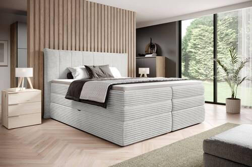 BOXSPRINGBETT 180/200 cm  in Hellgrau  - Hellgrau/Schwarz, Design, Kunststoff/Textil (180/200cm) - Esposa