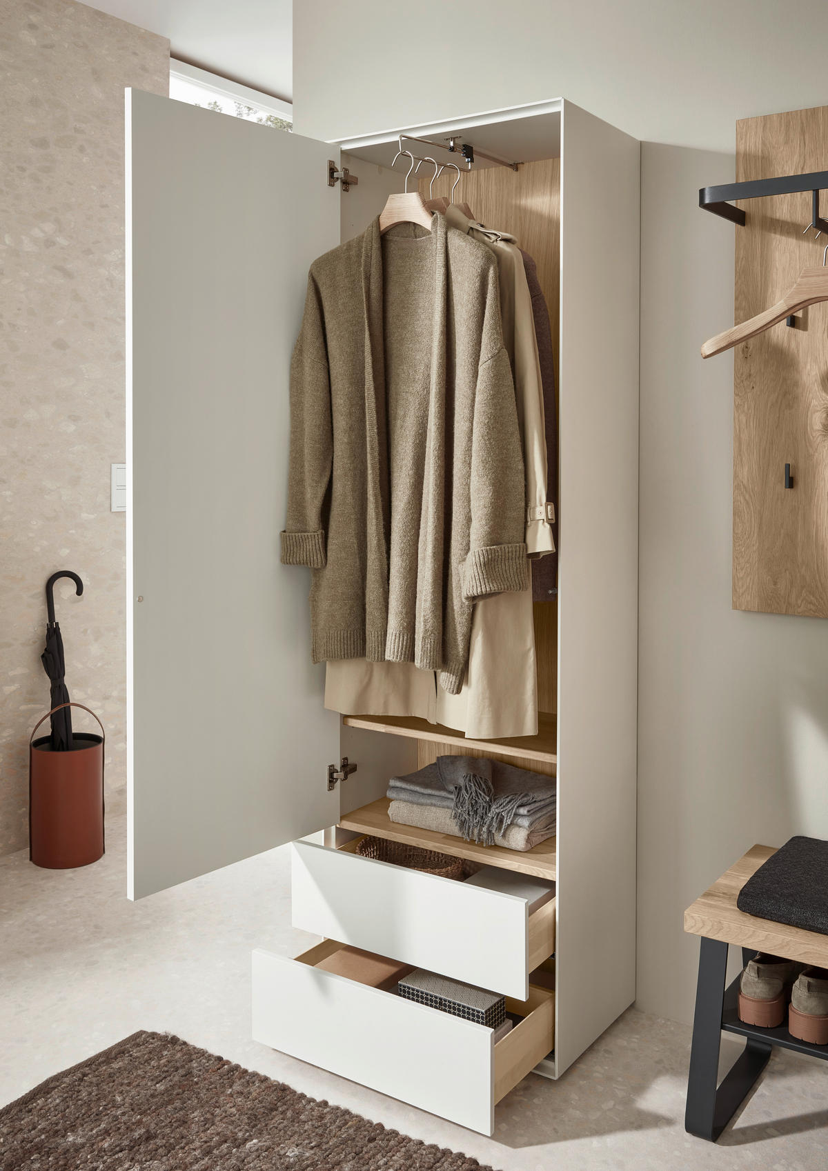 GARDEROBENSCHRANK  in 60/196/39 cm  - Weiß, Design, Holz (60/196/39cm) - Johann Jakob