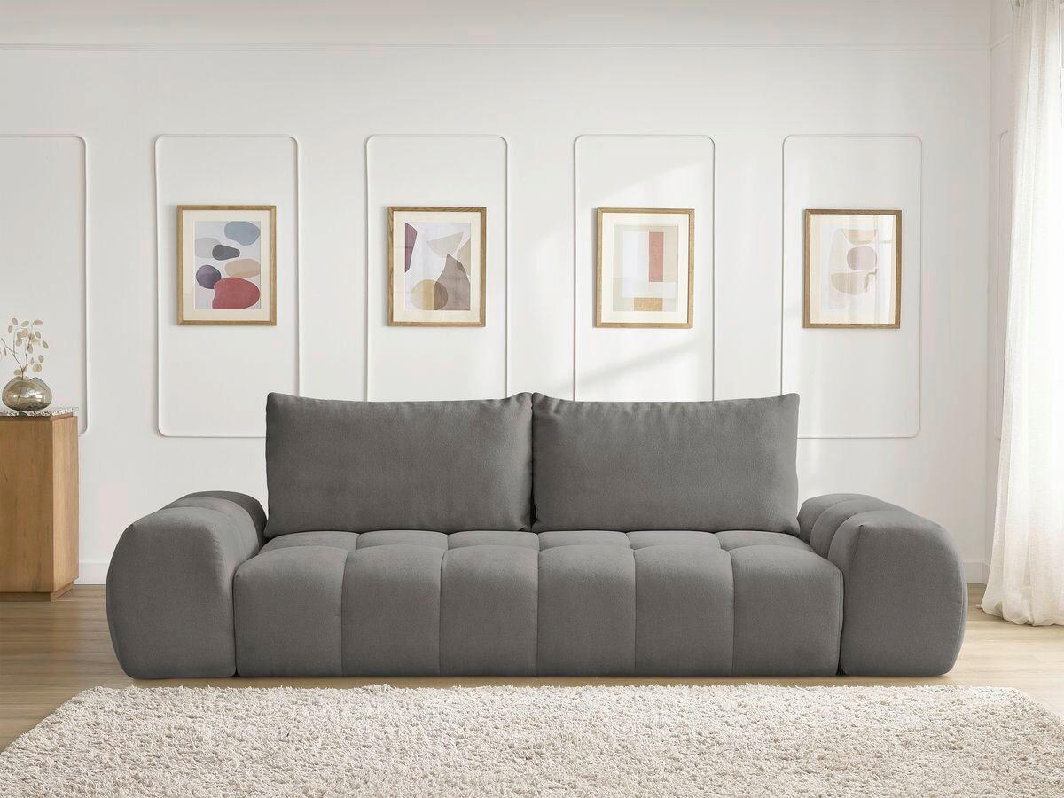 3-SITZER-SOFA EVEREST Struktur Dunkelgrau  - Dunkelgrau/Schwarz, MODERN, Kunststoff/Textil (278/90/115cm)