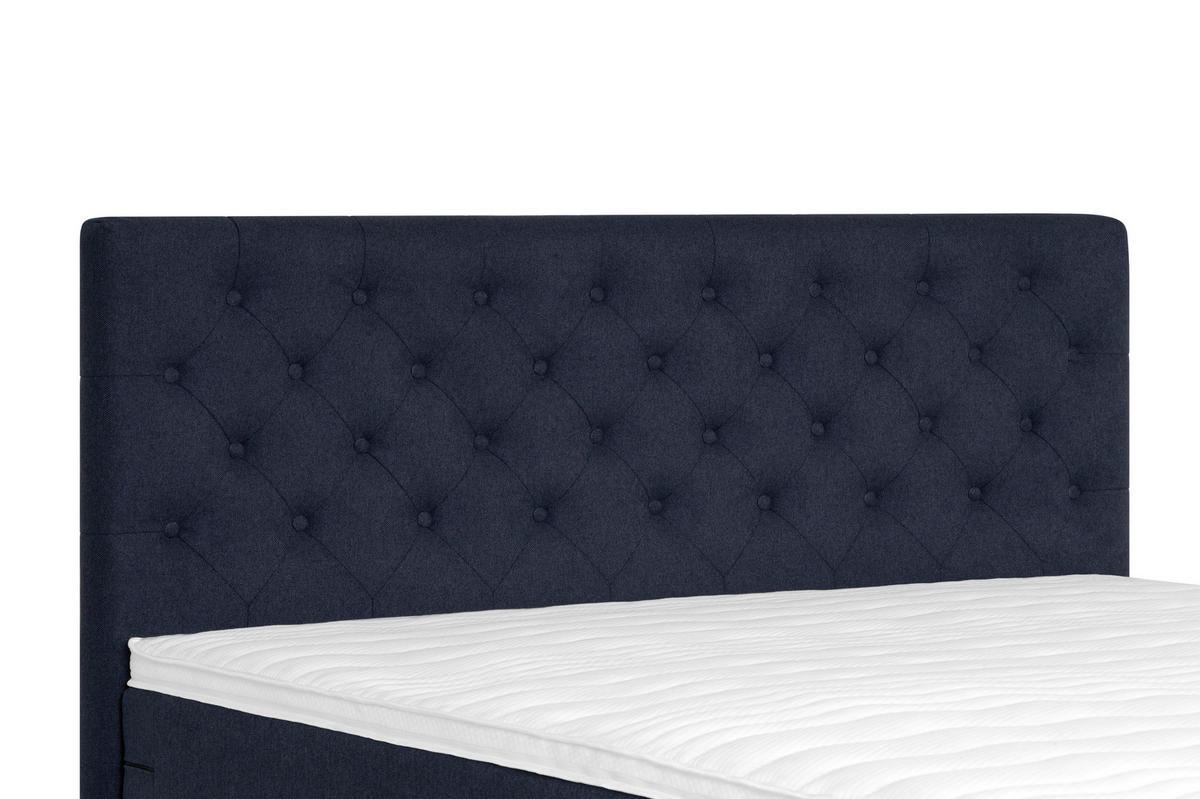 BOXSPRINGBETT 180/200 cm  Dunkelblau  - Silberfarben/Dunkelblau, Konventionell, Textil/Metall (180/200cm) - Welnova