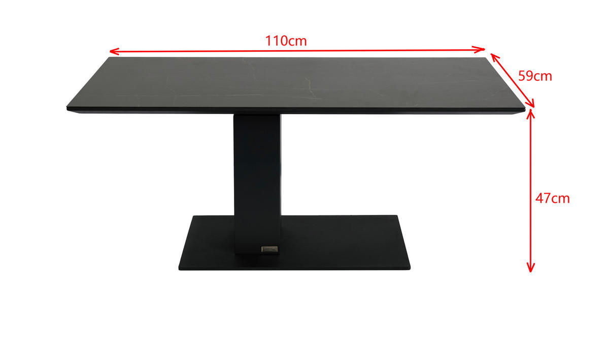 KONFERENČNÍ STOLEK, antracitová, černá, kov, keramika, kompozitní dřevo, 110/59/47-66 cm - černá/antracitová, Design, kov/kompozitní dřevo (110/59/47-66cm) - Dieter Knoll