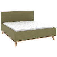 POLSTERBETT Matratze, Lattenrost, Bettkasten 160/200 cm  in Olivgrün  - Eichefarben/Weiß, Design, Holz/Textil (160/200cm) - Musterring
