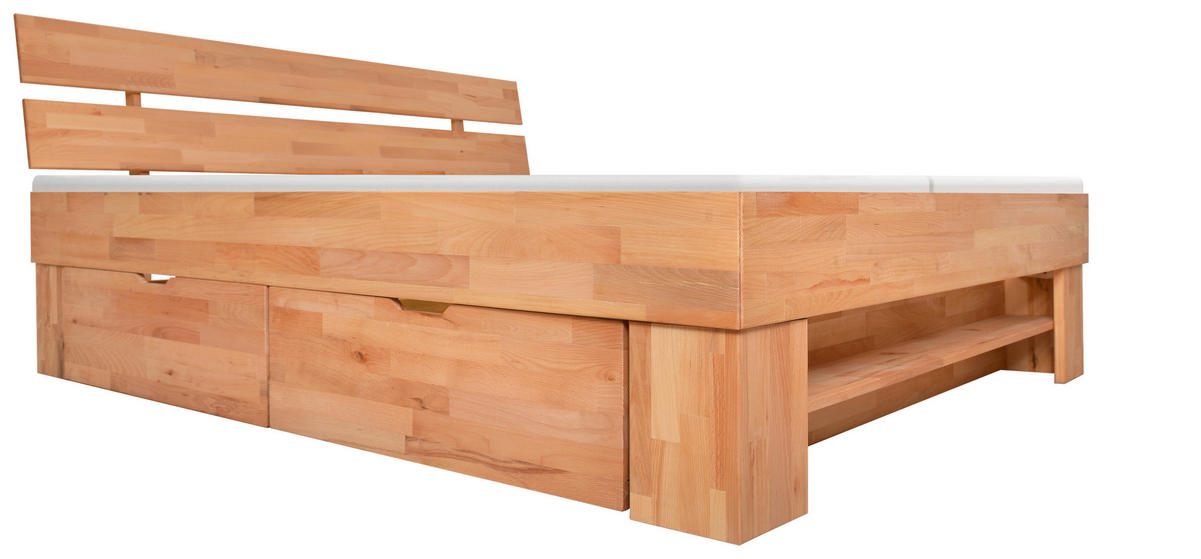 BETT 180/200 cm,  in Kernbuche,  - Kernbuche, Natur, Holz (180/200cm) - Carryhome