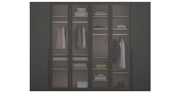 DREHTÜRENSCHRANK 301/235/60 cm 6-türig Graphitfarben - Graphitfarben/Grau, Trend, Glas/Holzwerkstoff (301/235/60cm) - Novel