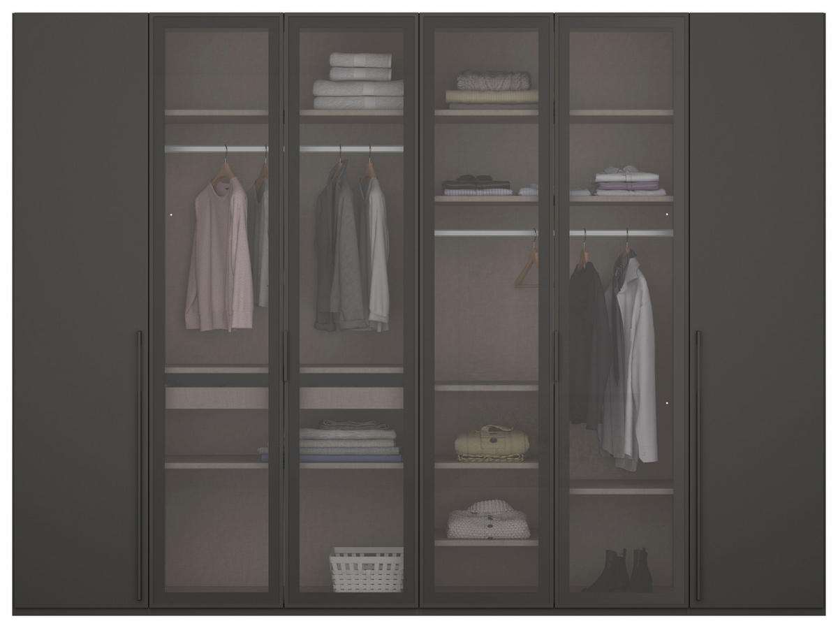 DREHTÜRENSCHRANK  in Graphitfarben  - Graphitfarben, Trend, Glas/Holzwerkstoff (301/223/60cm) - Novel