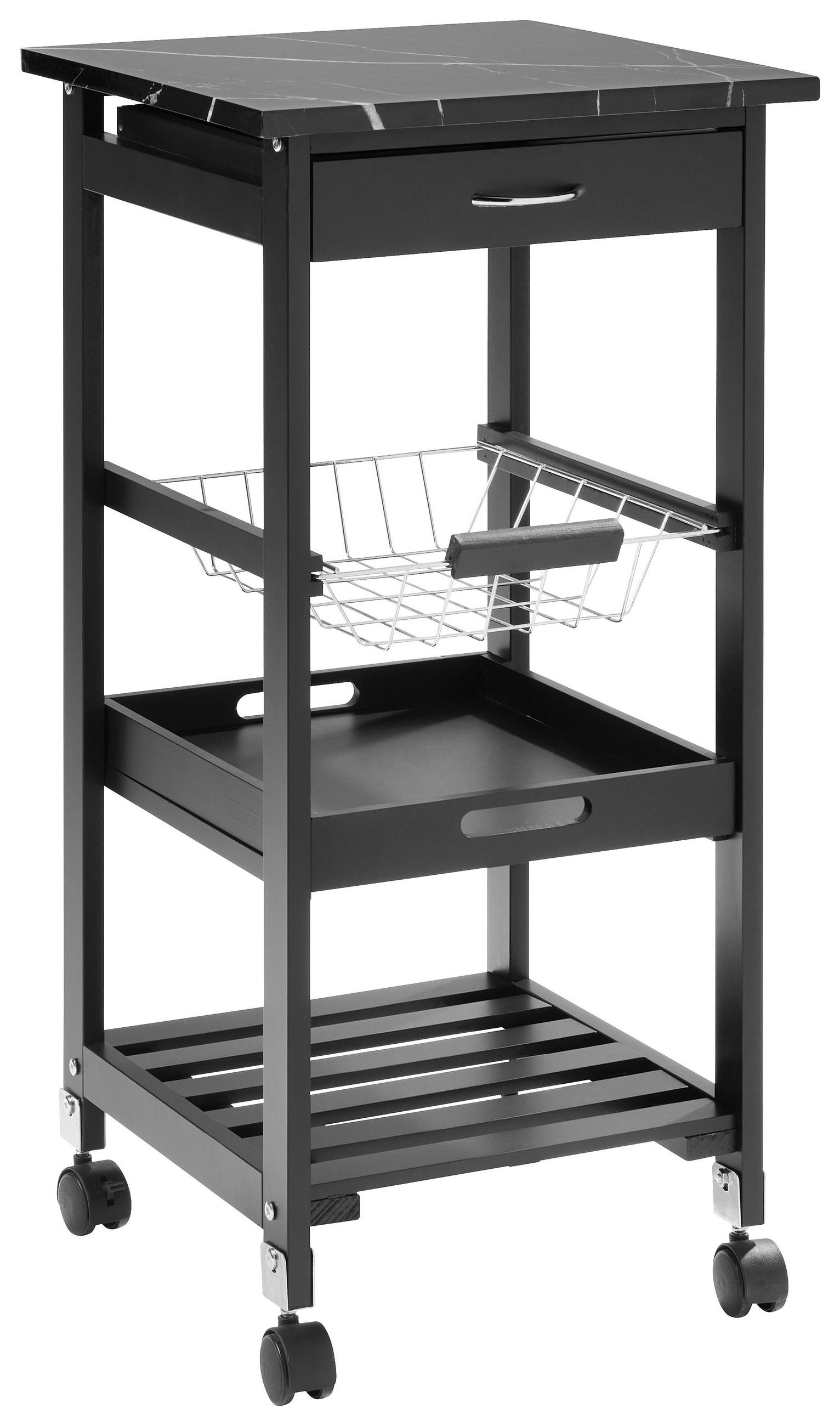 RULLVAGN in massiv svart  - svart, Basics, trä/plast (37/76/37cm) - Homeware Profession.