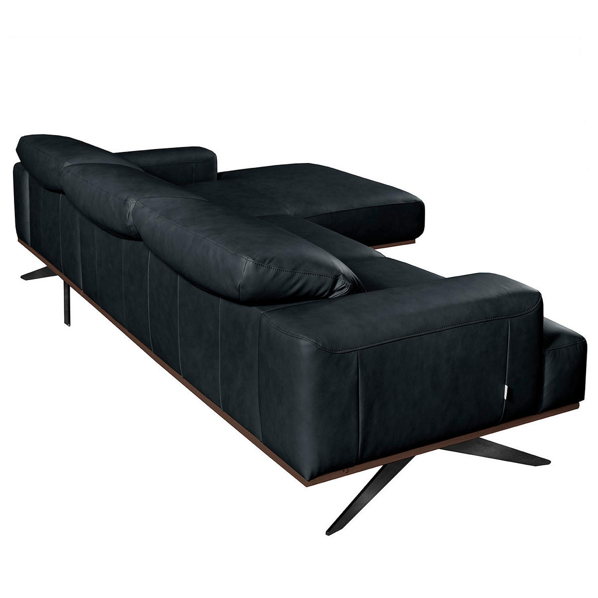 ECKSOFA  in Echtleder Blau  295/187 cm  - Blau/Schwarz, Design, Leder/Metall (295/187cm) - Livetastic