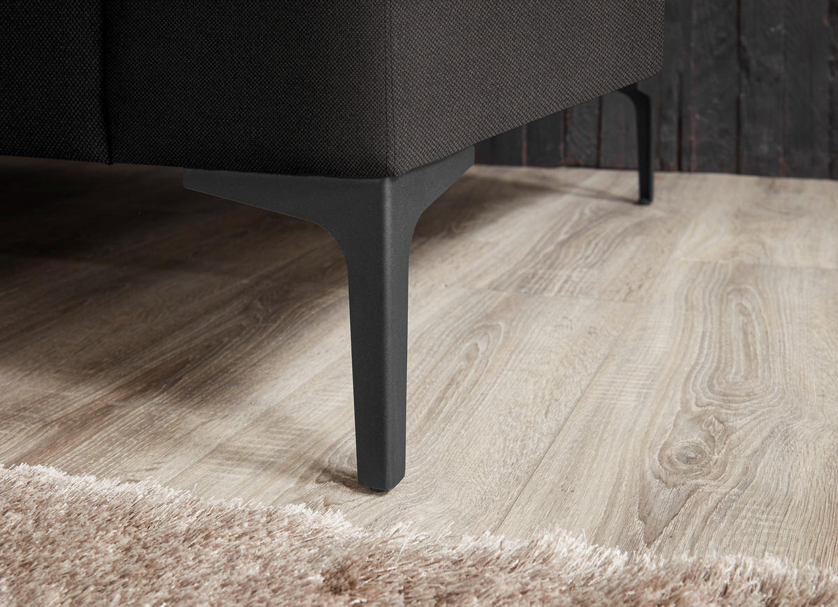 2,5-SITZER in Flachgewebe Dunkelbraun  - Dunkelbraun/Schwarz, Design, Textil/Metall (206/86/97cm) - Pure Home Lifestyle