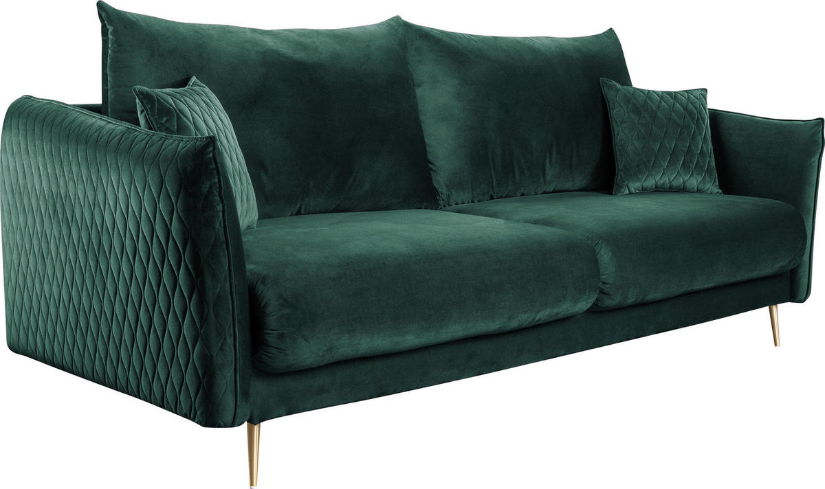 SCHLAFSOFA Samt Grün  - Goldfarben/Grün, Design, Textil/Metall (235/96/104cm) - MID.YOU