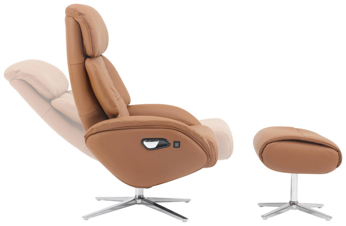 MASSAGESESSEL in Lederlook Braun  - Silberfarben/Braun, Design, Leder/Textil (76/111/87cm) - Livetastic