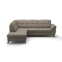 ECKSOFA ZORA E Grau Kombination Echtleder/Stoff Vliesstoff  - Schwarz/Grau, MODERN, Leder/Textil (212/244cm) - Sit & More