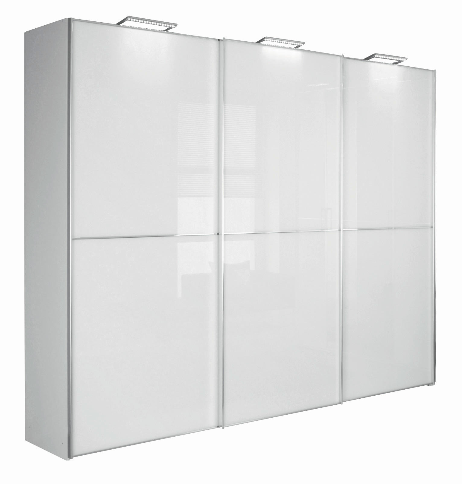 SCHWEBETÜRENSCHRANK 249/222/68 cm 3-türig Weiß  - Chromfarben/Weiß, Design, Glas/Holzwerkstoff (249/222/68cm) - Moderano