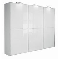 SCHWEBETÜRENSCHRANK 249/222/68 cm 3-türig Weiß  - Chromfarben/Weiß, Design, Glas/Holzwerkstoff (249/222/68cm) - Moderano