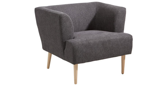 SESSEL in Flachgewebe Dunkelgrau  - Dunkelgrau/Buchefarben, Design, Holz/Textil (85/71/80cm) - Hom`in