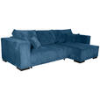 ECKSOFA Blau Cord - Blau/Braun, KONVENTIONELL, Holz/Textil (230/190cm) - Carryhome