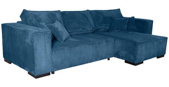 ECKSOFA Blau Cord - Blau/Braun, KONVENTIONELL, Holz/Textil (230/190cm) - Carryhome