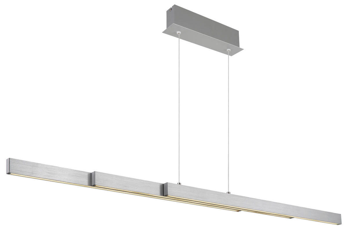 LED-HÄNGELEUCHTE 95-150/7,5/80-150 cm    - Opal/Alufarben, Design, Kunststoff/Metall (95-150/7,5/80-150cm) - Globo